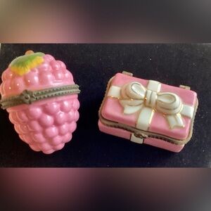 💕 Two 2 Mini Porcelain Trinket Boxes 💕 Vintage VTG Y2K Jewelry Organizer
